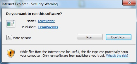 Team viewer dialog box asking if you want to run this software again