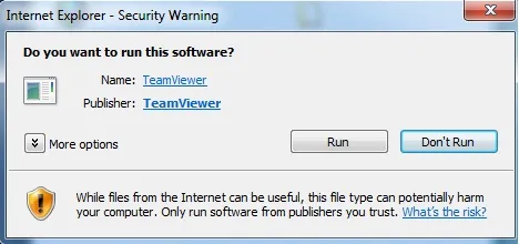 Team viewer dialog box asking if you want to run this software again